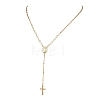 304 Stainless Steel Paperclip Chain and Shell Pearl Rosary Bead Necklaces NJEW-JN06248-4