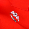 Rhodium Plated 925 Sterling Silver Pave 6.5x3.9mm Moissanite Adjustable Rings for Women WG2294D-02-2