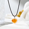 Natural Red Agate Heart Pendant Black Cord Necklaces NI9317-18-1