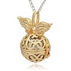 Golden Tone Brass Hollow Round Cage Pendants KK-J233-05G-2