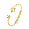 Star Brass Pave Clear Cubic Zirconia Open Cuff Bangles for Women BJEW-G704-03G-1