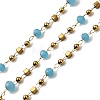 Handmade 304 Stainless Steel Glass Rondelle Link Chains CHS-L032-08G-01-1