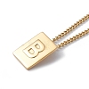 Stainless Steel Initial Letter Rectangle Pendant Necklace for Men Women NJEW-E090-01G-02-1