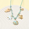 Ocean Theme Starfish Fish Turtle Shell Shape 304 Stainless Steel Pendant Necklaces NJEW-D344-03G-5