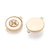 Brass Micro Pave Clear Cubic Zirconia and Shell Connector Charms KK-N287-30G-2