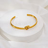 Geometric C-Shaped Double Layer Adjustable 304 Stainless Steel Twisted Knot Cuff Bangles for Women FB2963-4