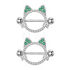 304 Stainless Steel Pave Cubic Zirconia Nipple Rings WGDEAF5-08-1