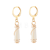 Teardrop Natural Trochid Shell Wire Wrapped Dangle Hoop Earrings for Women EJEW-JE04795-02-1