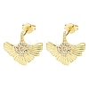 Brass Micro Pave Clear Cubic Zirconia Stud Earrings EJEW-D351-10G-2