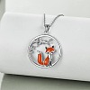 304 Stainless Steel Enamel Ring with Branch and Fox Pendant Necklaces for Women FS-WG1934E-01-1