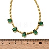 Brass Pave Cubic Zirconia Teardrop Pendant Round Beaded Necklaces NJEW-C121-01G-04-5