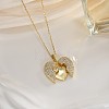 Valentine's Day Brass Micro Pave Clear Cubic Zirconia Heart Locket Pendant 304 Stainless Steel Cable Chain Necklaces for Women WG30B58-01-2