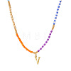 Rainbow Gradient Glass Seed Beaded Necklaces AF2375-22-1