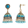 6 Pairs 6 Colors Ethnic Style 3D Enamel Bell with Seed Beeded Dangle Stud Earrings EJEW-AN0001-94-3