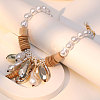 Imitation Pearl and CCB Plastic Teeardrop Pendant Natural Coconut & Wood Beaded Necklaces FS-WG9E1F5-01-1