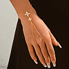 Saint Patrick's Day Brass Micro Pave Clear Cubic Zirconia Four-leaf Clover Hand Chain Ring Bracelets for Women ZS5146-3