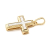 Brass Pave Natural White Shell Pendants KK-S522-01C-G-2