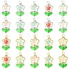 10Pcs 5 Colors Flower Glass Pendants PALLOY-FS00077-2