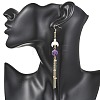 Natural Amethyst Round with Moon Dangle Earrings EJEW-JE06813-02-2