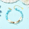 Beachy Natural Coconut & Synthetic Turquoise & Natural Dyed Persian Jade Gemstone Beads Bracelets for Women BJEW-JB13754-1