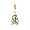 Christmas Tree Glass & Shell Pearl Pendant Decorations HJEW-TA00182-01-1