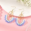 Oval Brass & 304 Stainless Steel Dangle Earrings EJEW-MZ00799-01-1
