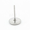 Tarnish Resistant 304 Stainless Steel Flat Round Stud Earring Settings X-STAS-I017-04-3