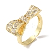 Bowknot Brass Micro Pave Clear Cubic Zirconia Open Cuff Rings for Women RJEW-C098-21G-1