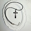 Vintage Religion Alloy Enamel Black Saint Benedict Medal Crucifix Cross Pendant Necklaces for Men Women ZV6035-7