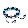 Synthetic Turquoise & Natural Black Agate Braided Bead Bracelets BJEW-JB04224-03-3