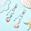 Handmade Porcelain & Natural White Jade & Natural Shell & Glass Pendant Decorations HJEW-YW00516-01-5