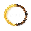 Natural Dyed & Heated Quartz Crystal & Tiger Eye Beads Bracelets BJEW-JB12839-1