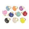 Brass Enamel Adjustable Cuff Rings for Women RJEW-G357-01M-4