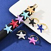 Brass Enamel Adjustable Cuff Rings for Women RJEW-G357-01J-1
