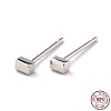 Minimalist Rectangle Rhodium Plated 925 Sterling Silver Stud Earrings EJEW-I259-06P-1