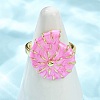 Brass Enamel Adjustable Cuff Rings for Women RJEW-G357-01M-2