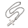 304 Stainless Steel Jesus Cross Pendant Necklaces NJEW-B153-01P-2