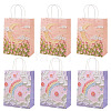 6Pcs 2 Colors Flower Printed Paper Gift Bags ABAG-TAD0001-02-1