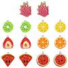 28Pcs 7 Styles Fruit Theme Spray Painted Opaque Resin Pendants RESI-FS0002-43-1