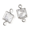 SHEGRACE Brass Pave Cubic Zirconia Square Connector Charms XGRQ2O292-440A-P-2