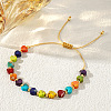 Pride Month Rainbow Heart Resin & Brass Beads Braided Bead Bracelets for Women KI7192-3