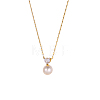 304 Stainless Steel & Shell Pearl Round Beaded Necklaces NJEW-OY002-47G-1