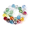 AB Color Plated Transparent Glass Round Beads Strands EGLA-T029-8mm-12T-01-2