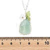 Raw Natural Green Fluorite Nuggets with Flower Wire Wrapped Pendant 304 Stainless Steel Cable Chain Necklaces NJEW-TA00268-5
