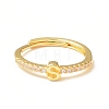 Clear Cubic Zirconia Initial Letter Adjustable Ring RJEW-C052-01G-S-2