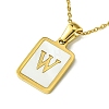 Ion Plating(IP) Rectangle with Initial Letter 304 Stainless Steel Pendant Necklace NJEW-R265-04G-W-1