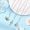 Alloy Natural Paua Shell Alloy Sea Animals Pendant 304 Stainless Steel Cable Chain Necklaces with Natural Pearl for Women NJEW-JN06524-1