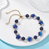 Glass & Natuarl Lapis Lazuli Slider Bracelets BJEW-JB12898-01-1