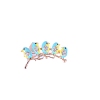 5 Birds On the Branches Alloy Enamel Pins with Crystal Rhinestone PW-WG708C5-01-1