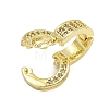 Rack Plating Round Ring Brass Micro Pave Clear Cubic Zirconia Twister Clasps KK-F876-07G-02-2